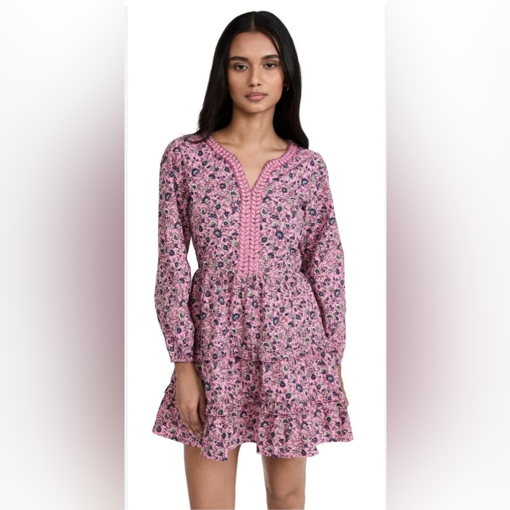Roller Rabbit Pink Floral Long Sleeve Dress Women Small